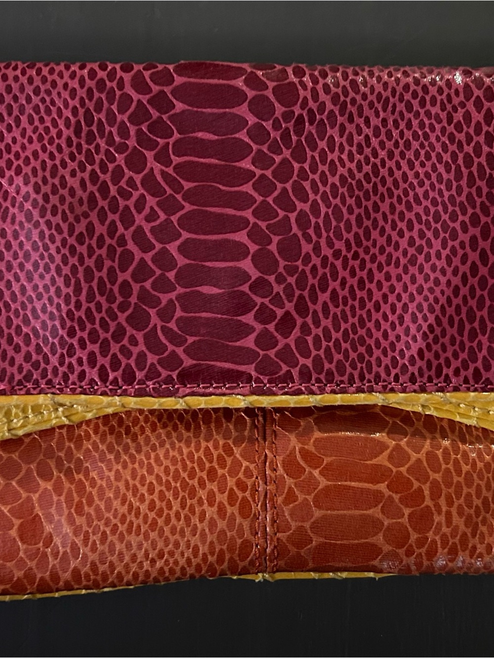 Nine West Colorblock Faux-Snakeskin Clutch in Pink, Yellow & Orange